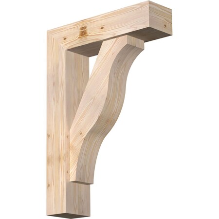 Ekena Millwork Funston Block Smooth Bracket w/ Offset Brace, Douglas Fir, 7 1/2"W x 28"D x 40"H BKT0806X28X40FST05SDF